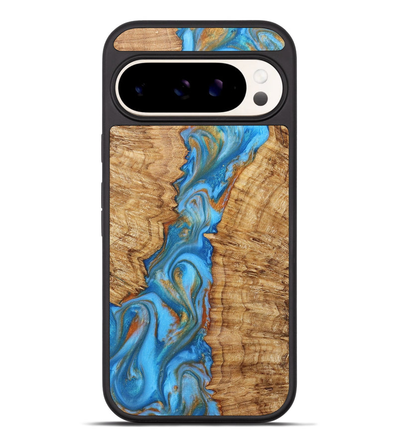 Pixel 9 Pro XL Wood+Resin Phone Case - Brad (Teal & Gold, 716258)