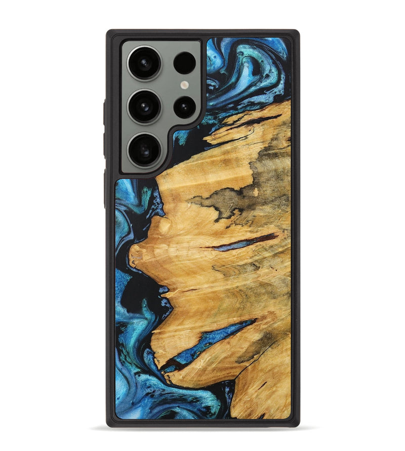 Galaxy S23 Ultra Wood+Resin Phone Case - Marjorie (Blue, 716389)