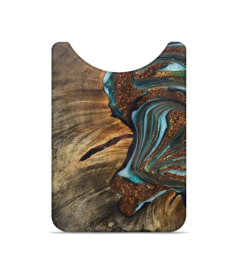 Live Edge Wood+Resin Wallet - Edwin (Teal & Gold, 716405)