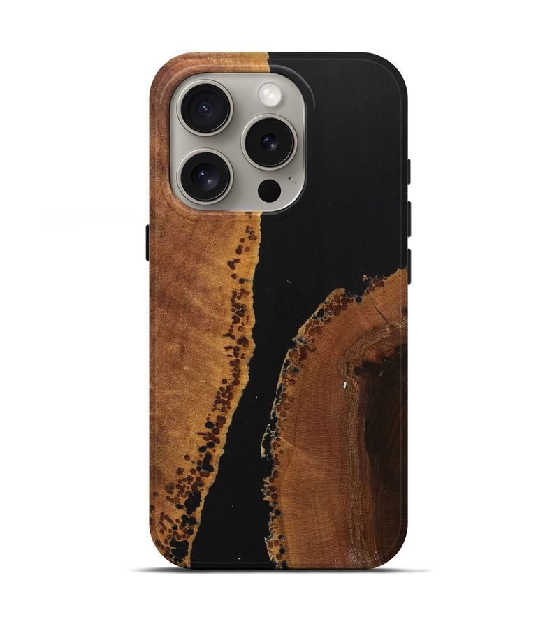 iPhone 16 Pro Wood+Resin Live Edge Phone Case - Joaquin (Pure Black, 716407)