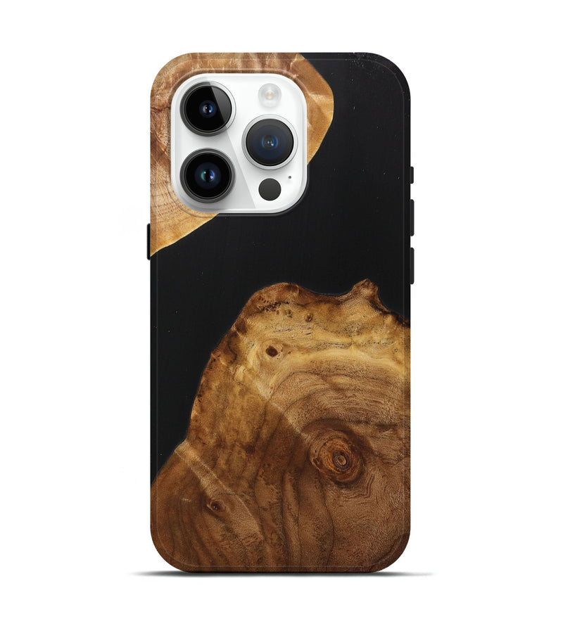 iPhone 15 Pro Wood+Resin Live Edge Phone Case - Lorrie (Pure Black, 716411)