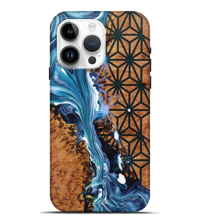 iPhone 15 Pro Max Wood+Resin Live Edge Phone Case - Leslie (Pattern, 716420)