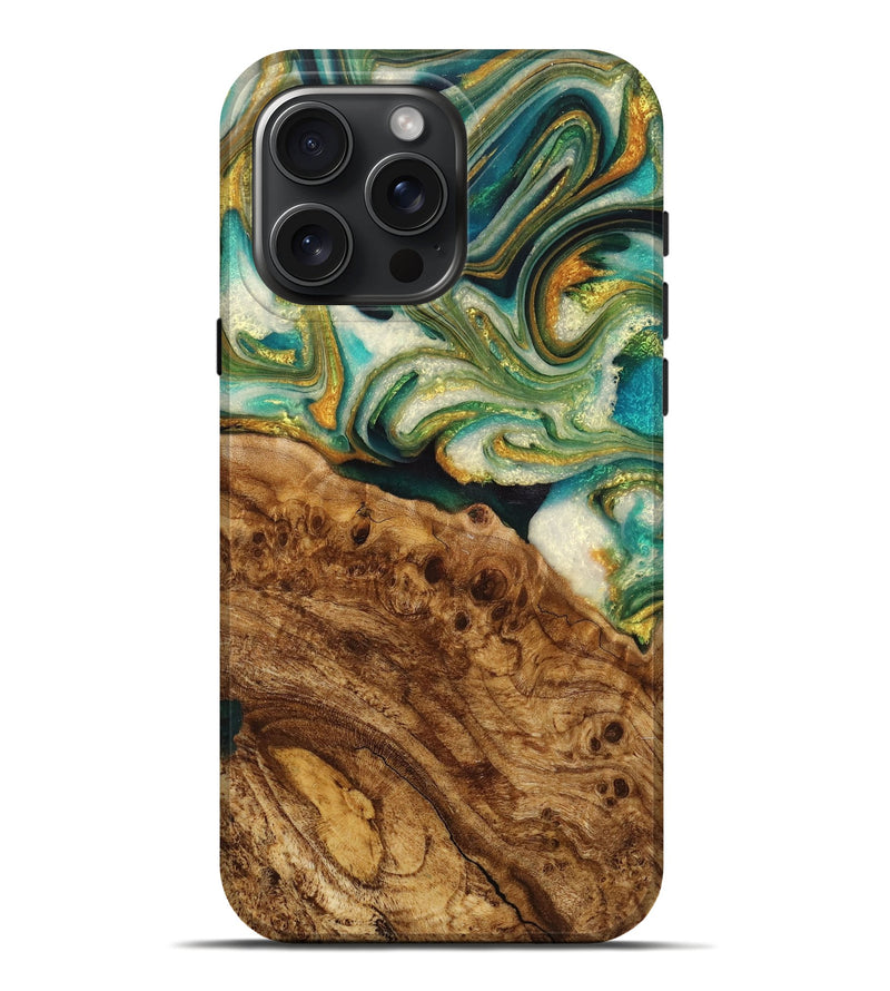 iPhone 16 Pro Max  Live Edge Phone Case - Tisha (Teal & Gold, 716486)