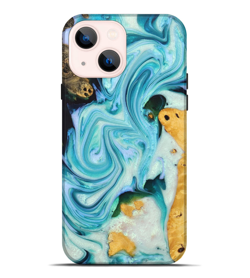 iPhone 14 Plus Wood+Resin Live Edge Phone Case - Jazmine (Blue, 716493)