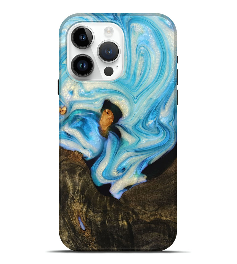 iPhone 15 Pro Max Wood+Resin Live Edge Phone Case - Jarod (Blue, 716494)