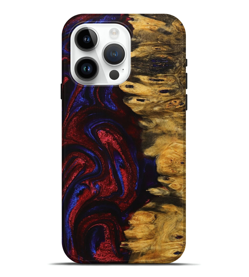 iPhone 15 Pro Max Wood+Resin Live Edge Phone Case - Kyrie (Red, 716495)