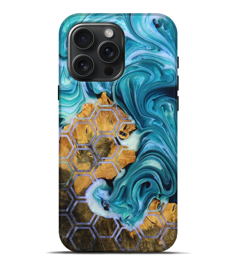 iPhone 16 Pro Max Wood+Resin Live Edge Phone Case - Barbara (Pattern, 716499)