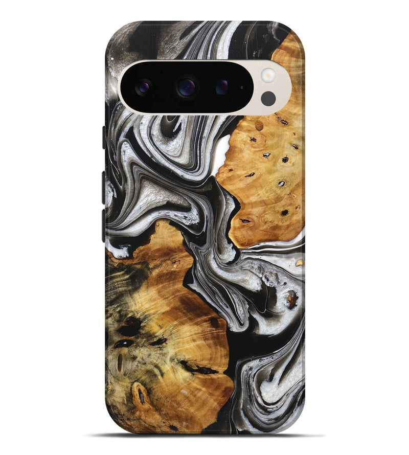 Pixel 9 Pro XL Wood+Resin Live Edge Phone Case - Emilio (Black & White, 716757)