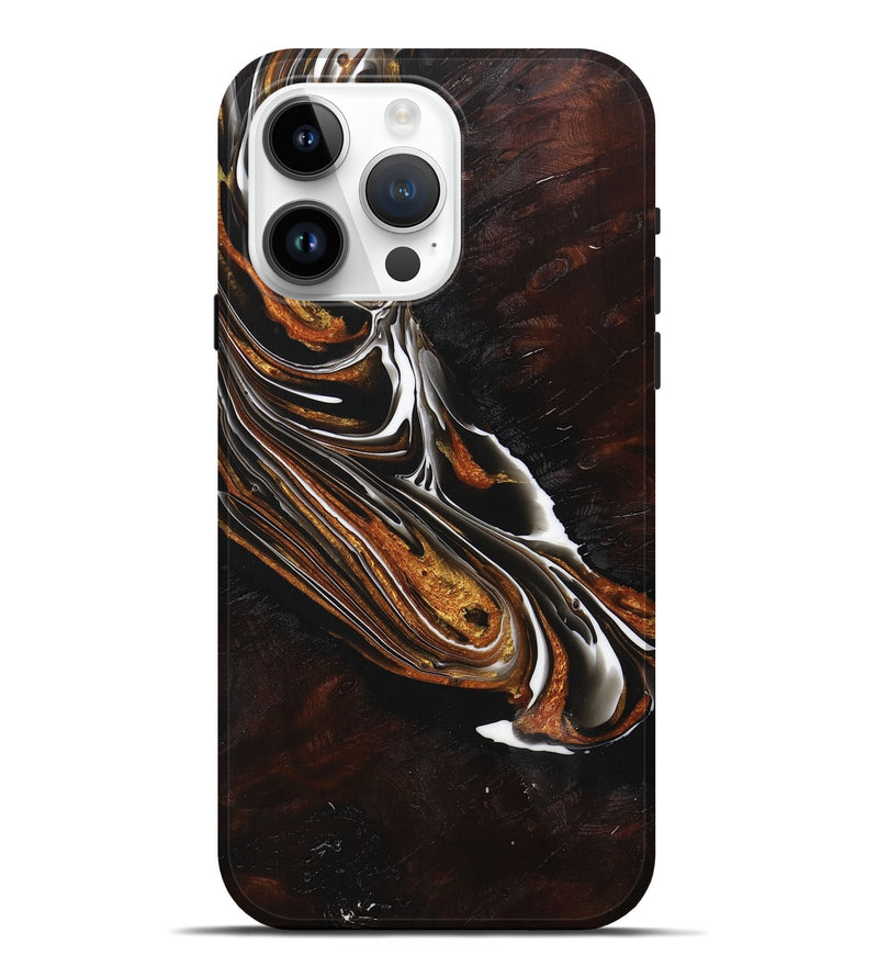 iPhone 15 Pro Max Wood+Resin Live Edge Phone Case - Joseph (Black & White, 716761)