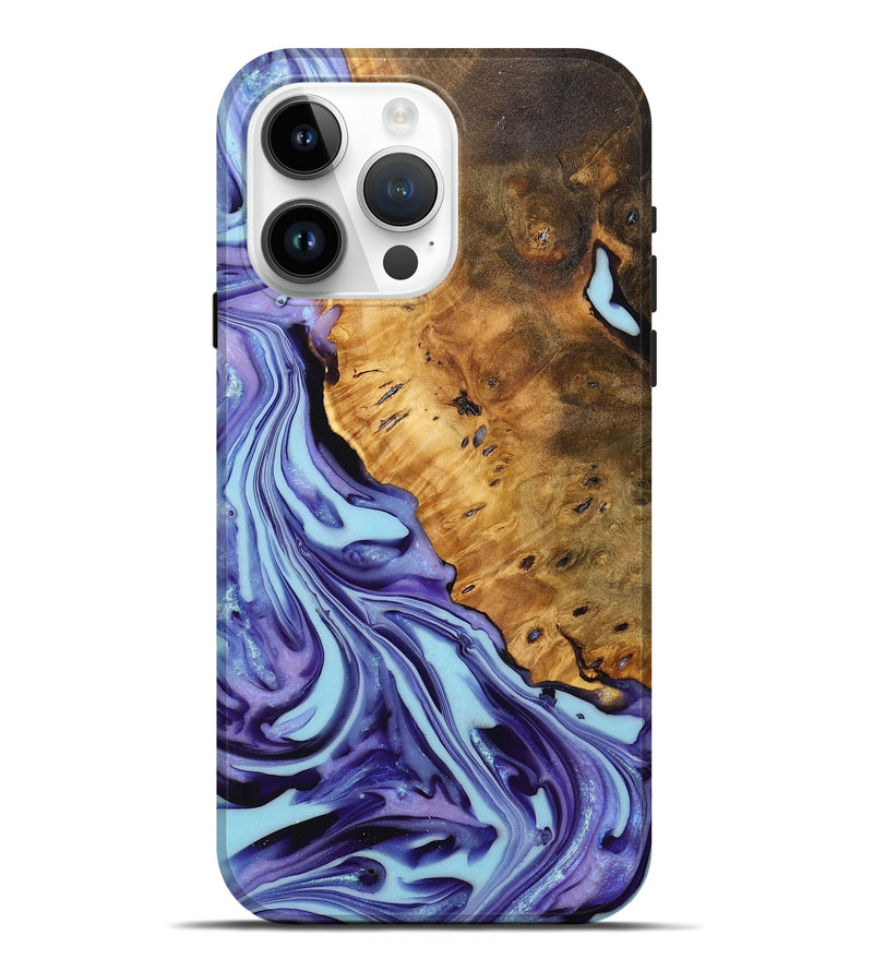 iPhone 15 Pro Max Wood+Resin Live Edge Phone Case - Alan (Purple, 716762)