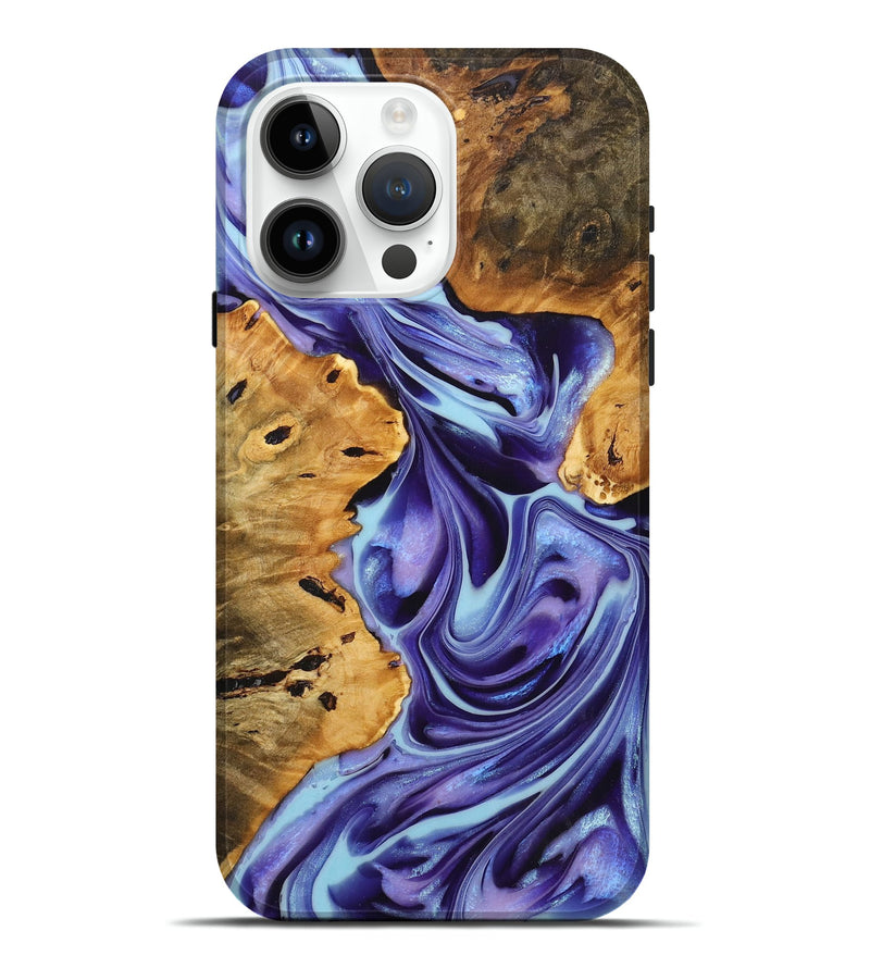 iPhone 15 Pro Max Wood+Resin Live Edge Phone Case - Carmen (Purple, 716763)
