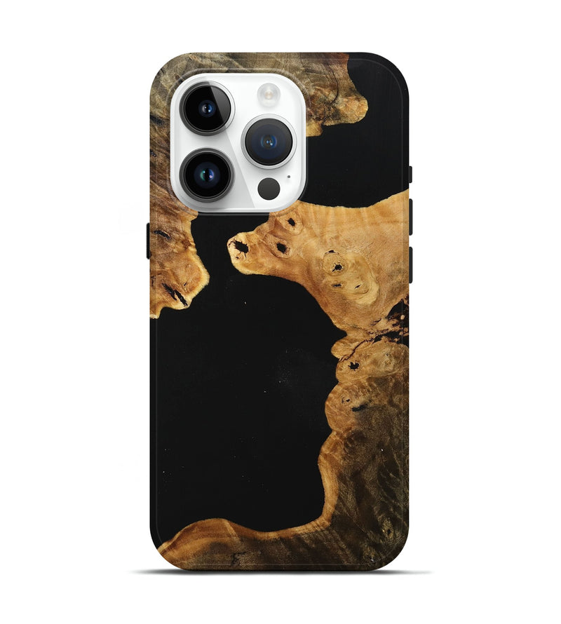 iPhone 15 Pro Wood+Resin Live Edge Phone Case - Elaine (Pure Black, 716765)