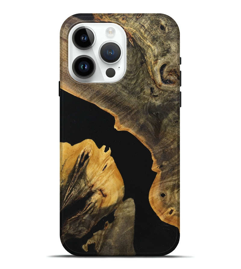 iPhone 15 Pro Max Wood+Resin Live Edge Phone Case - Stefanie (Pure Black, 716766)