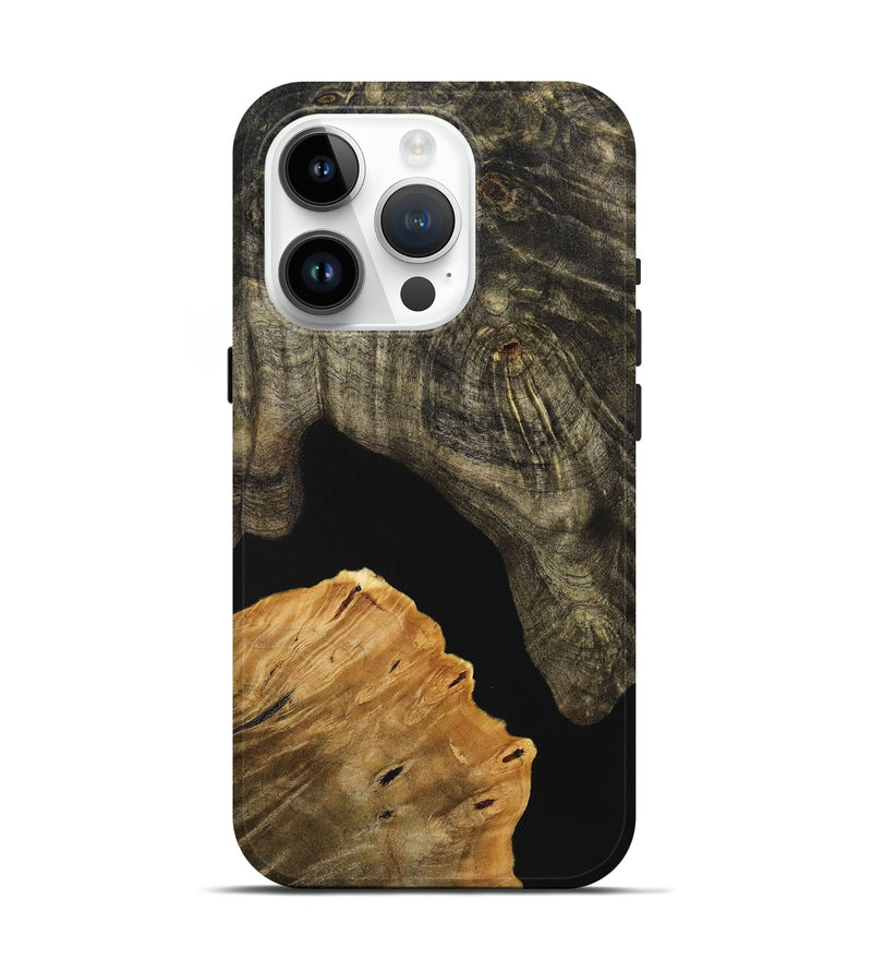 iPhone 15 Pro Wood+Resin Live Edge Phone Case - Zara (Pure Black, 716773)