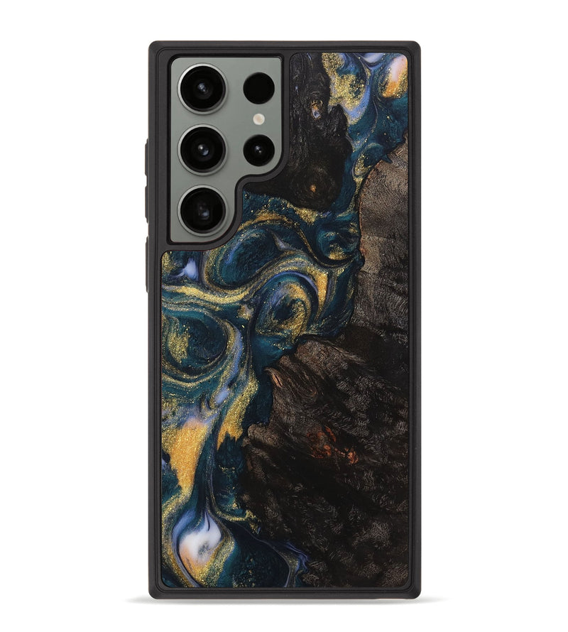 Galaxy S23 Ultra Wood+Resin Phone Case - Hope (Teal & Gold, 716861)
