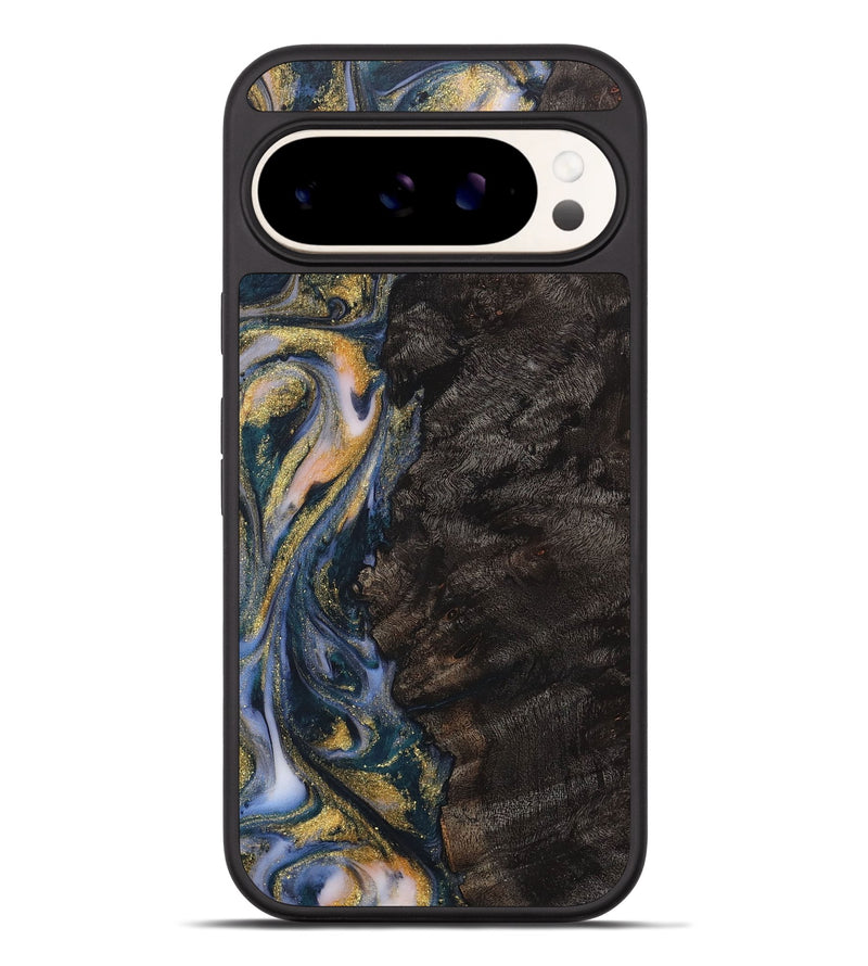 Pixel 9 Pro XL Wood+Resin Phone Case - Sutton (Teal & Gold, 716875)
