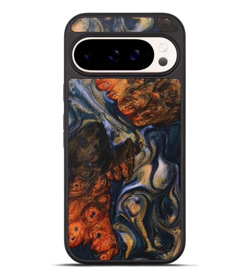 Pixel 9 Pro XL Wood+Resin Phone Case - Latasha (Teal & Gold, 716877)