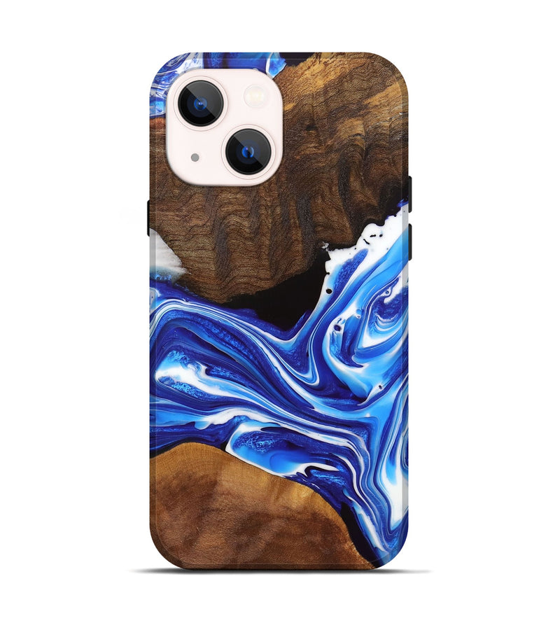 iPhone 14 Wood+Resin Live Edge Phone Case - Stephen (Blue, 716889)