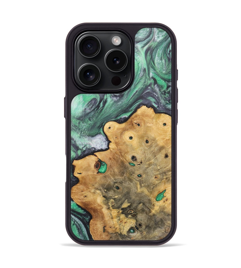 iPhone 16 Pro Wood+Resin Phone Case - Dionne (Green, 716913)