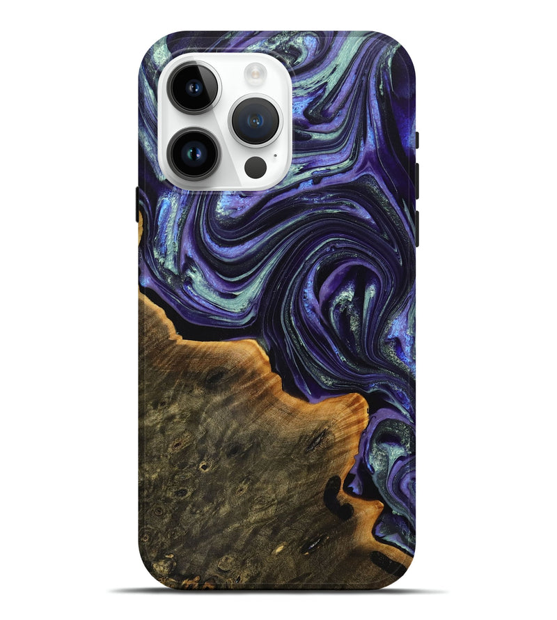 iPhone 15 Pro Max Wood+Resin Live Edge Phone Case - Jimena (Purple, 717021)