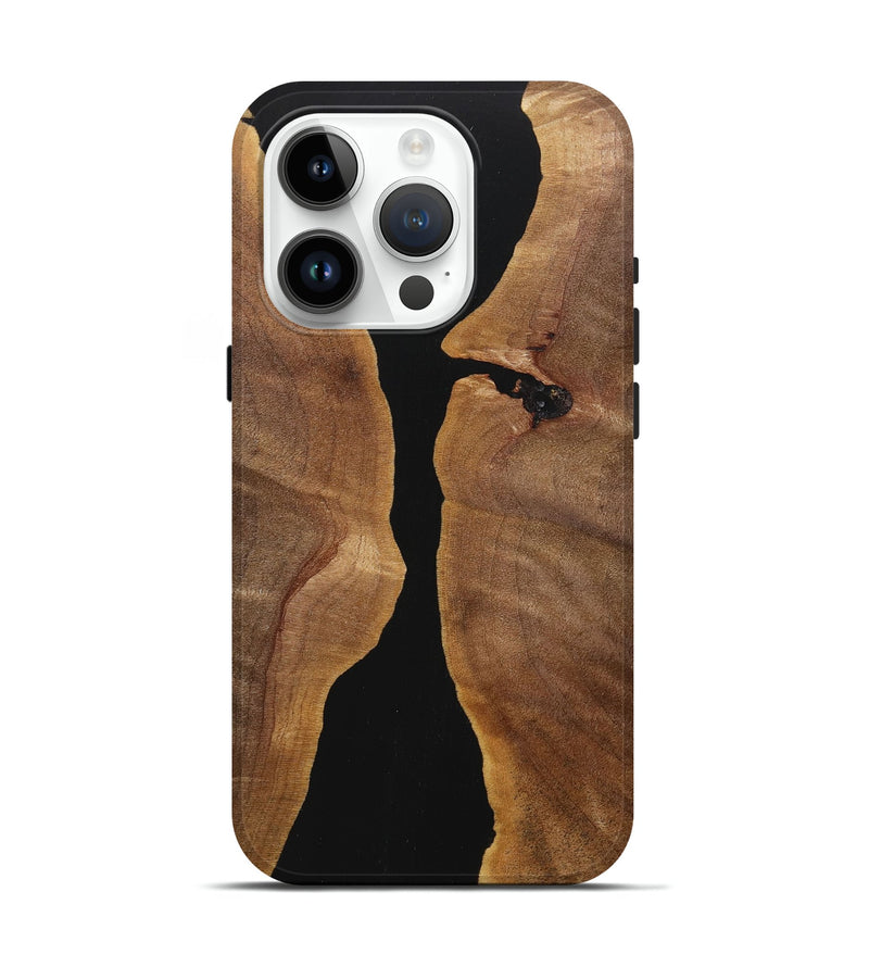 iPhone 15 Pro Wood+Resin Live Edge Phone Case - Amiyah (Pure Black, 717029)