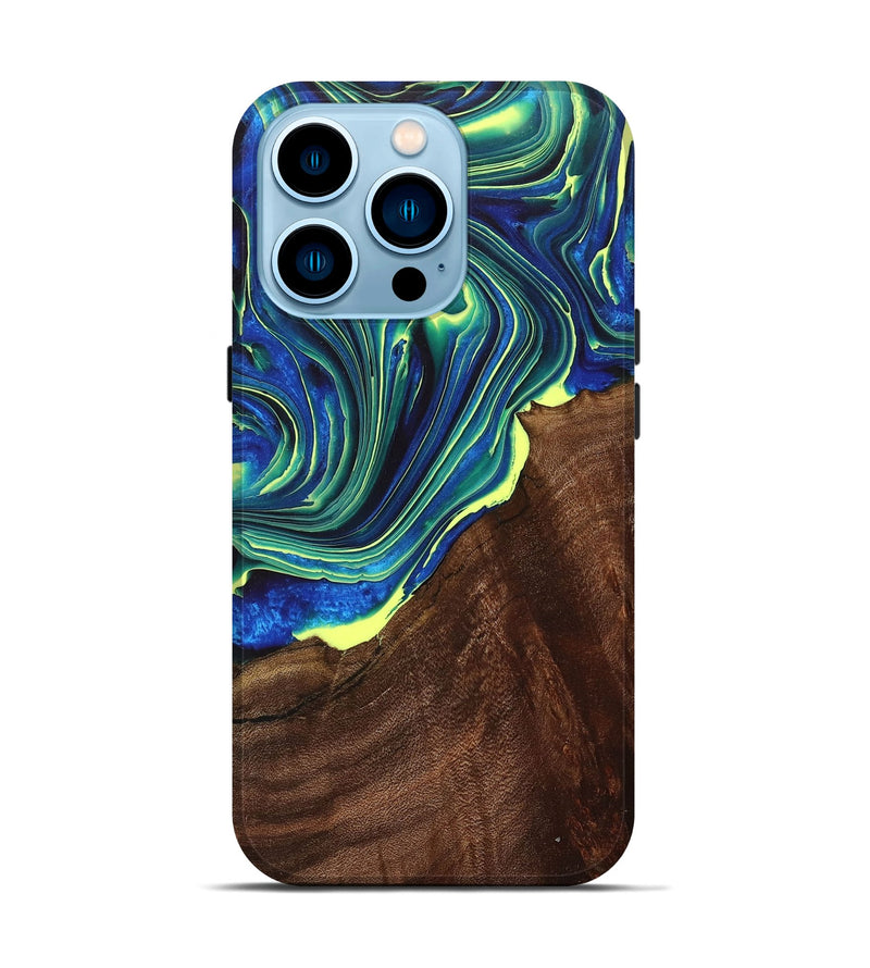 iPhone 14 Pro Wood+Resin Live Edge Phone Case - Ezekiel (Blue, 717035)