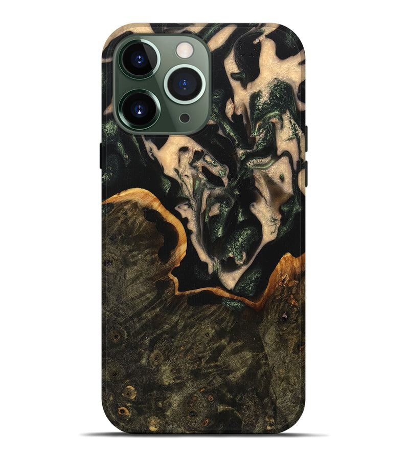 iPhone 13 Pro Max Wood+Resin Live Edge Phone Case - Tamika (Green, 717037)