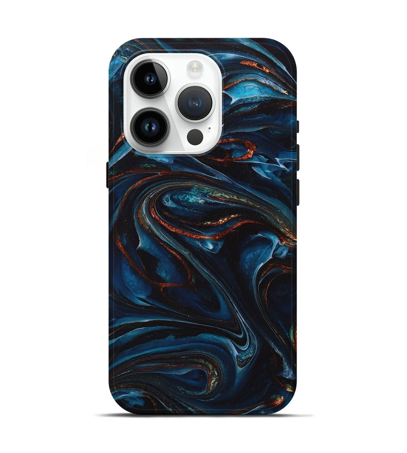 iPhone 15 Pro ResinArt Live Edge Phone Case - Roland (Teal & Gold, 717047)