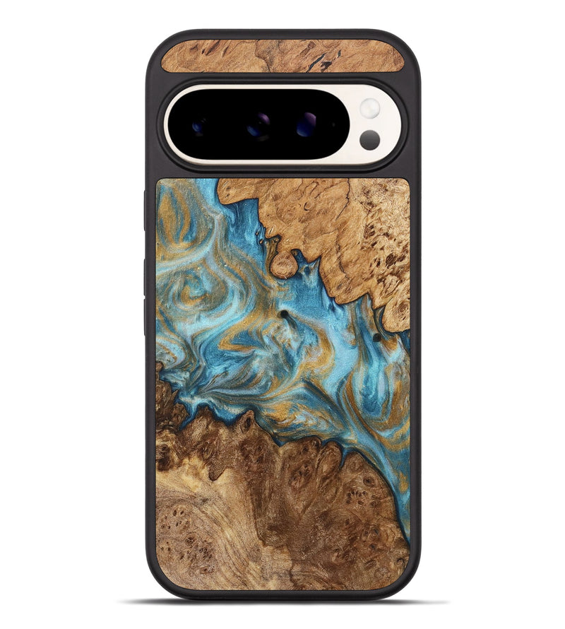 Pixel 9 Pro XL Wood+Resin Phone Case - Rihanna (Teal & Gold, 717192)