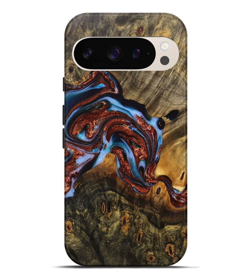 Pixel 9 Pro XL Wood+Resin Live Edge Phone Case - Ronda (Teal & Gold, 717215)