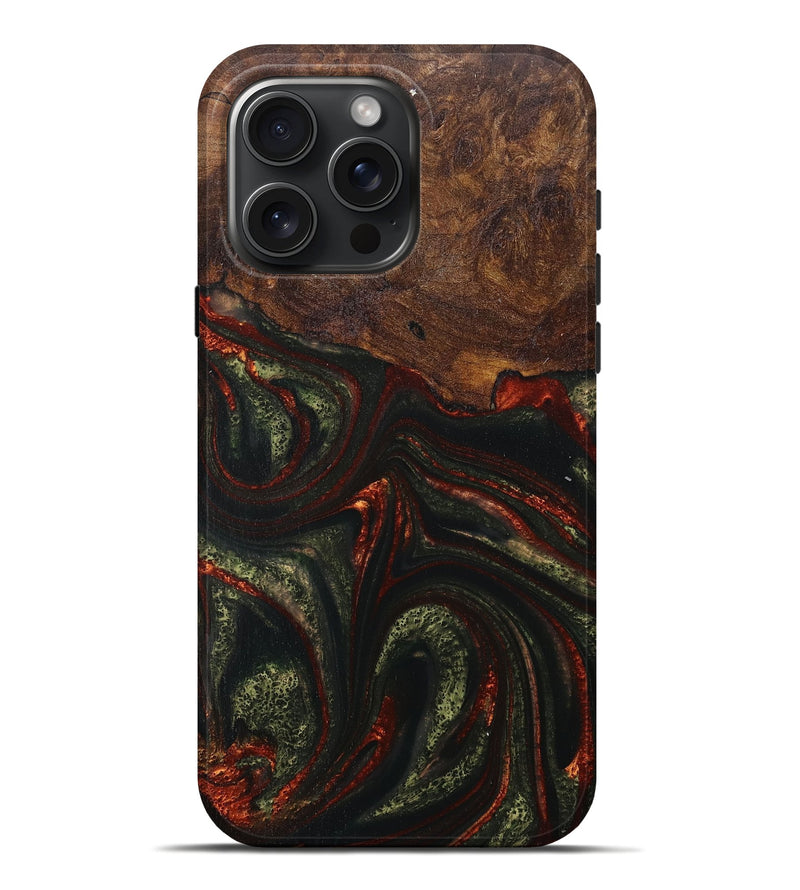 iPhone 16 Pro Max Wood+Resin Live Edge Phone Case - Leroy (Green, 717231)