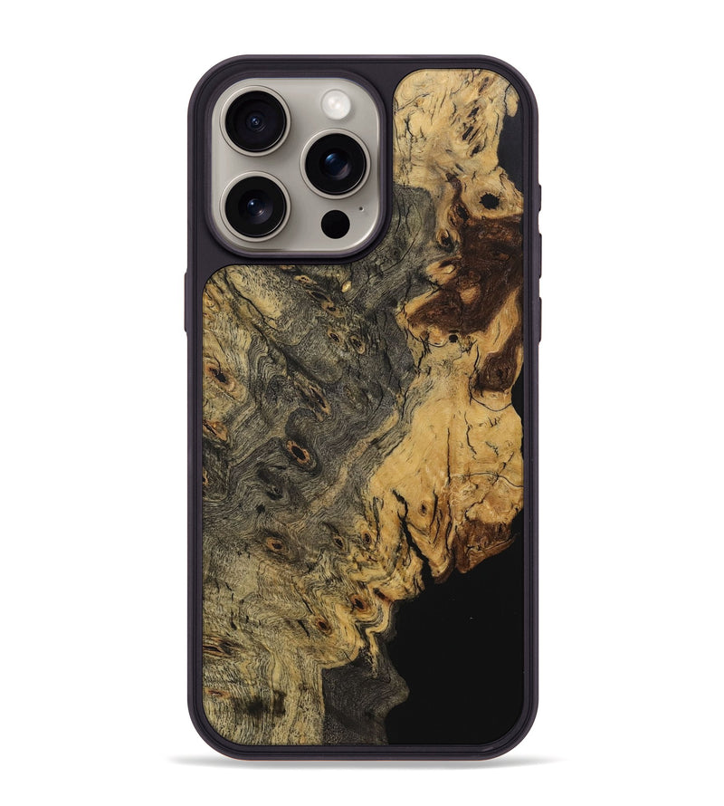 iPhone 15 Pro Max Wood+Resin Phone Case - Ruby (Wood Burl, 717316)