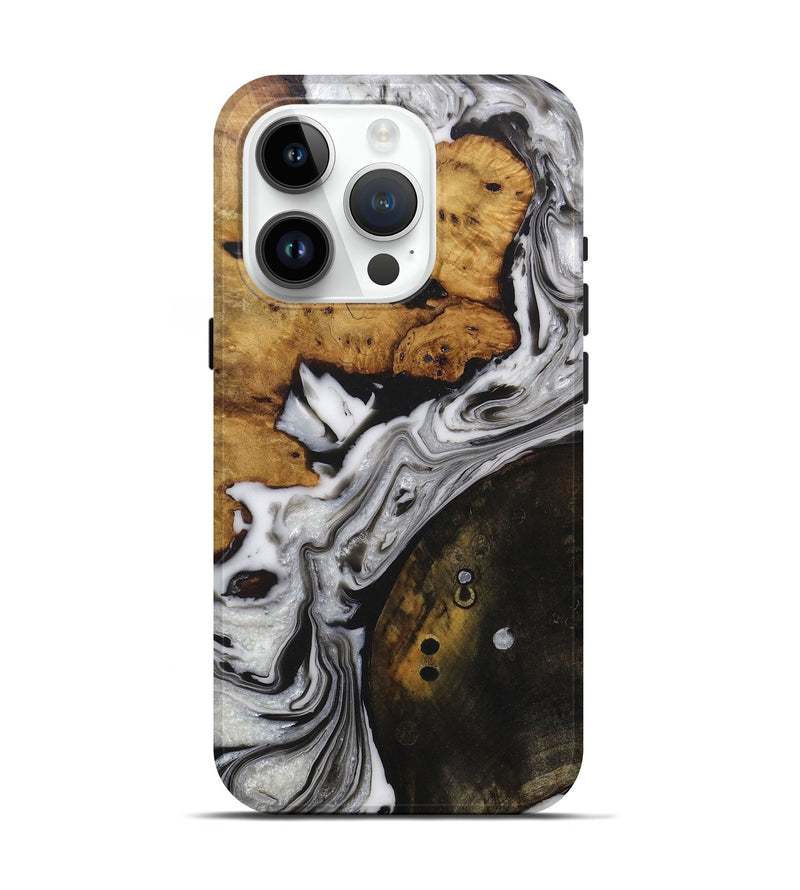 iPhone 15 Pro Wood+Resin Live Edge Phone Case - Anahi (Black & White, 717471)