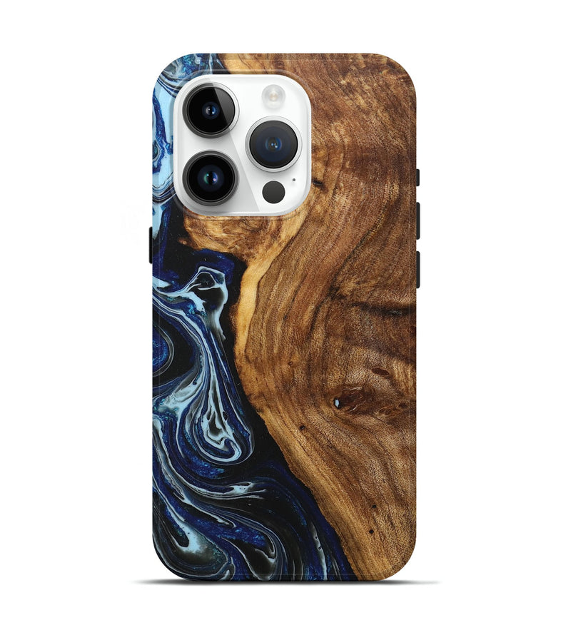iPhone 15 Pro Wood+Resin Live Edge Phone Case - Addie (Black & White, 717473)