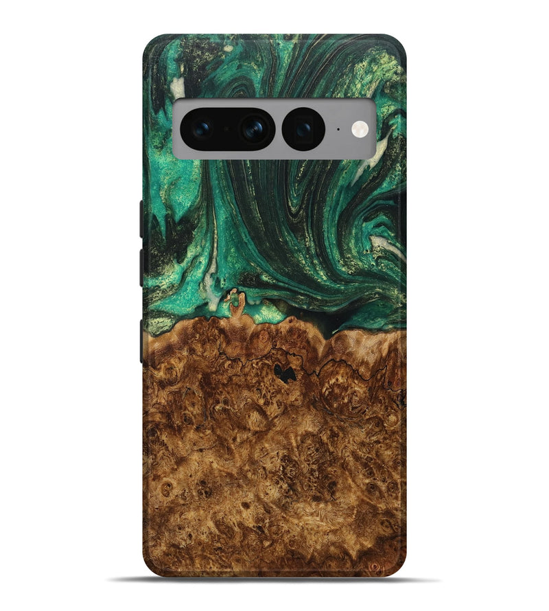 Pixel 7 Pro Wood+Resin Live Edge Phone Case - Marquis (Green, 717478)