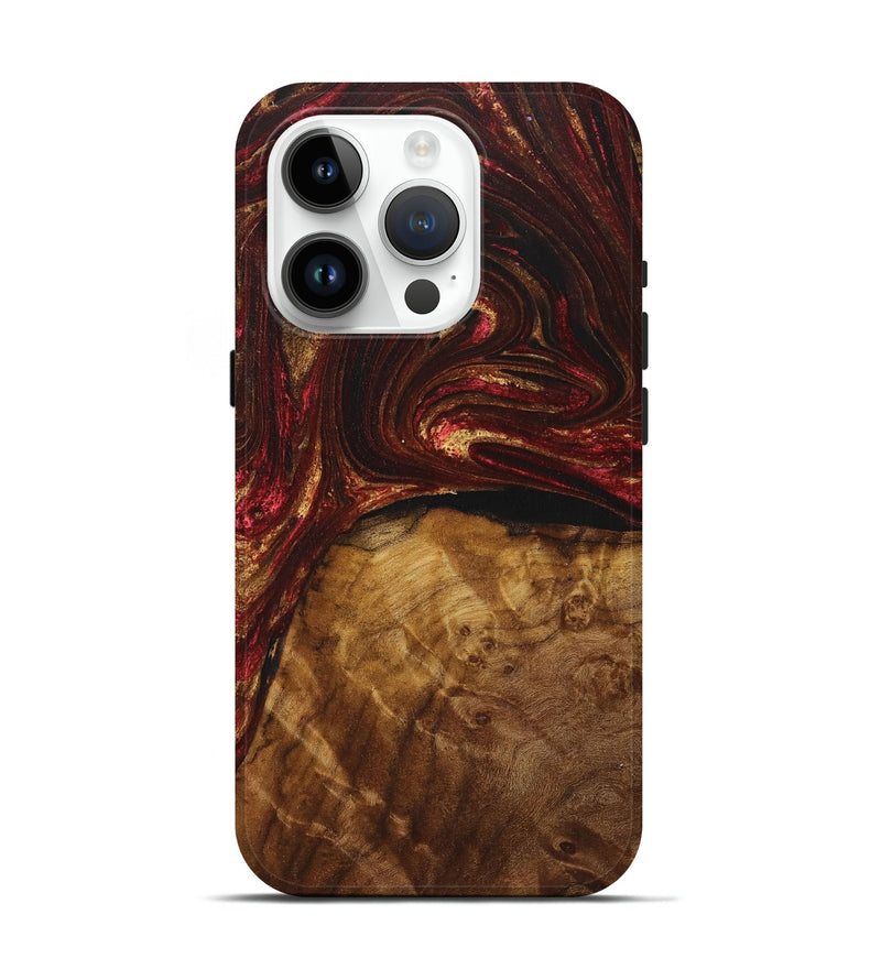 iPhone 15 Pro Wood+Resin Live Edge Phone Case - Milton (Red, 717493)
