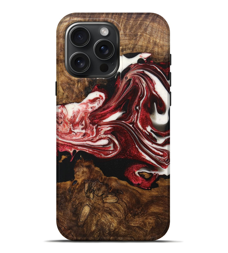 iPhone 16 Pro Max Wood+Resin Live Edge Phone Case - Georgia (Red, 717494)