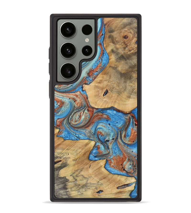 Galaxy S23 Ultra Wood+Resin Phone Case - Roderick (Teal & Gold, 717635)