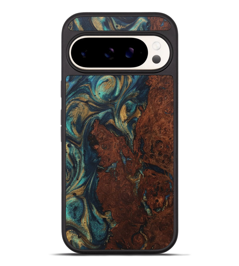 Pixel 9 Pro XL Wood+Resin Phone Case - Luke (Teal & Gold, 717670)