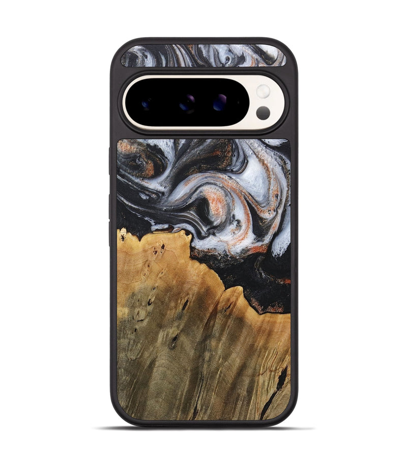 Pixel 9 Wood+Resin Phone Case - Evie (Black & White, 717876)