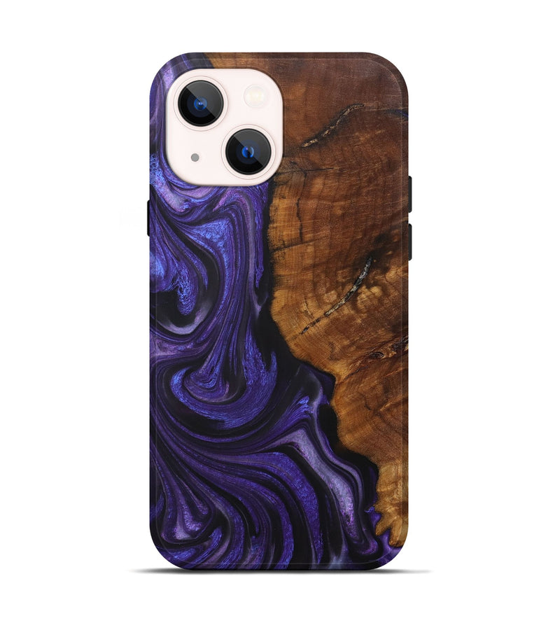 iPhone 14 Wood+Resin Live Edge Phone Case - Tevin (Purple, 717934)