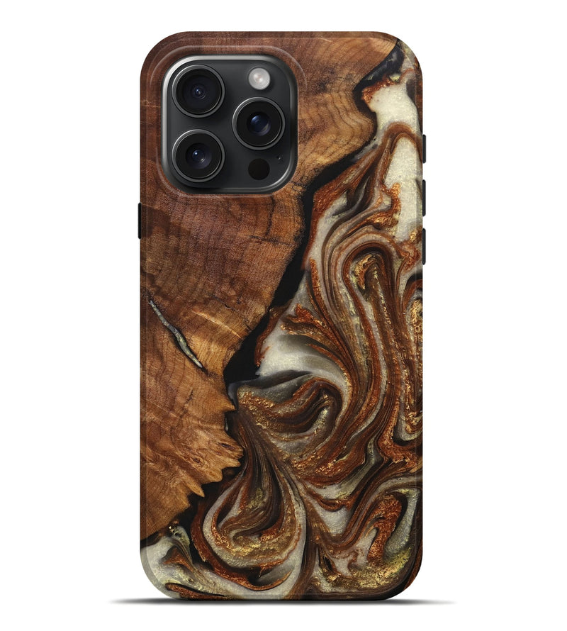iPhone 16 Pro Max Wood+Resin Live Edge Phone Case - Carlton (Black & White, 717937)