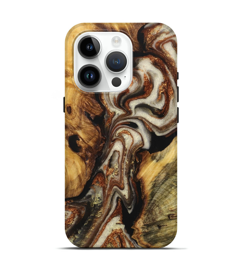 iPhone 15 Pro Wood+Resin Live Edge Phone Case - Ashleigh (Black & White, 717941)