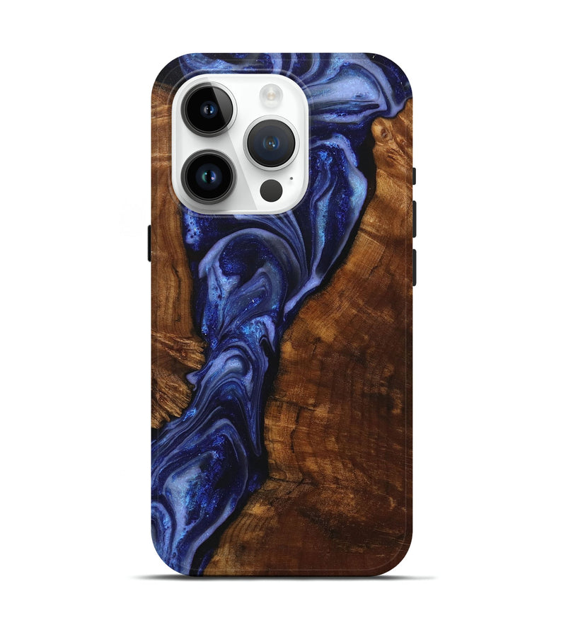 iPhone 15 Pro Wood+Resin Live Edge Phone Case - Monique (Blue, 717945)