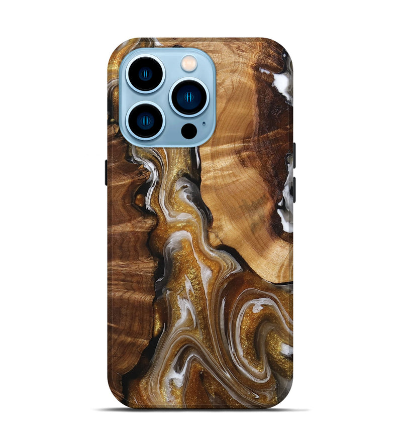 iPhone 14 Pro Wood+Resin Live Edge Phone Case - Timmy (Black & White, 717955)