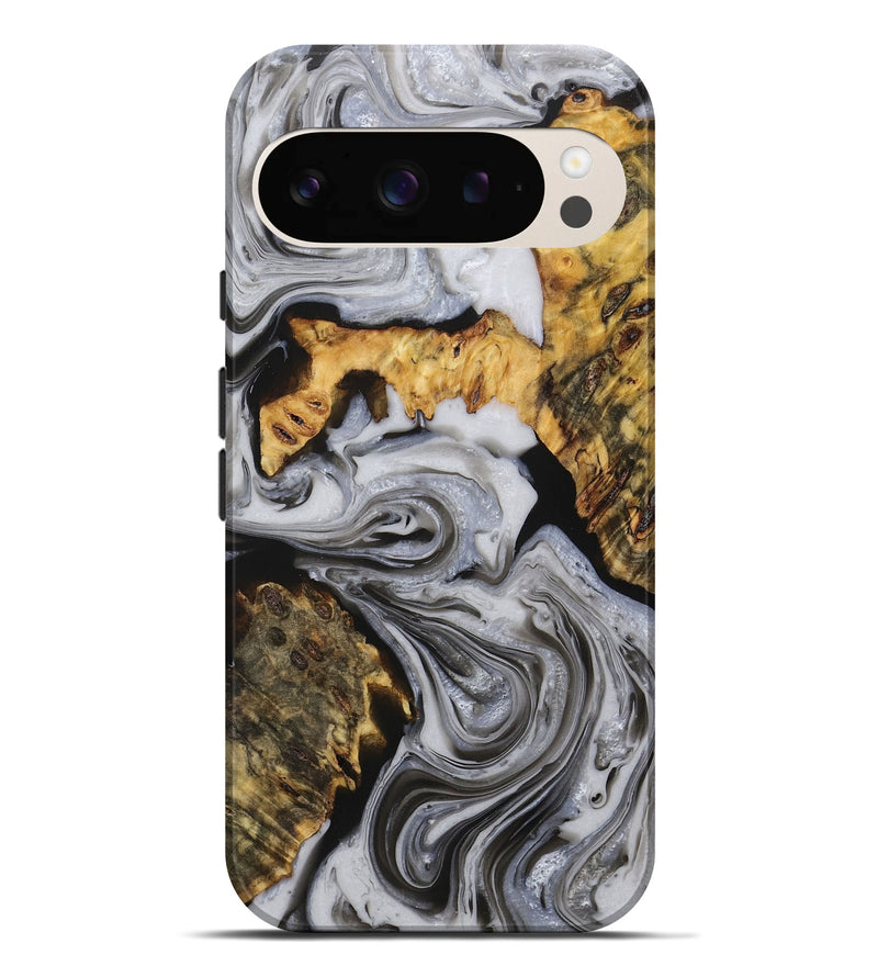 Pixel 9 Pro XL Wood+Resin Live Edge Phone Case - Valerie (Black & White, 717958)