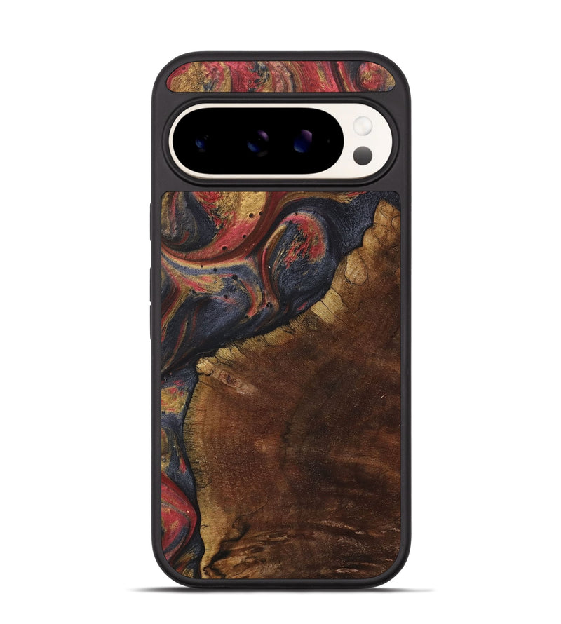 Pixel 9 Wood+Resin Phone Case - Eliana (Red, 718215)