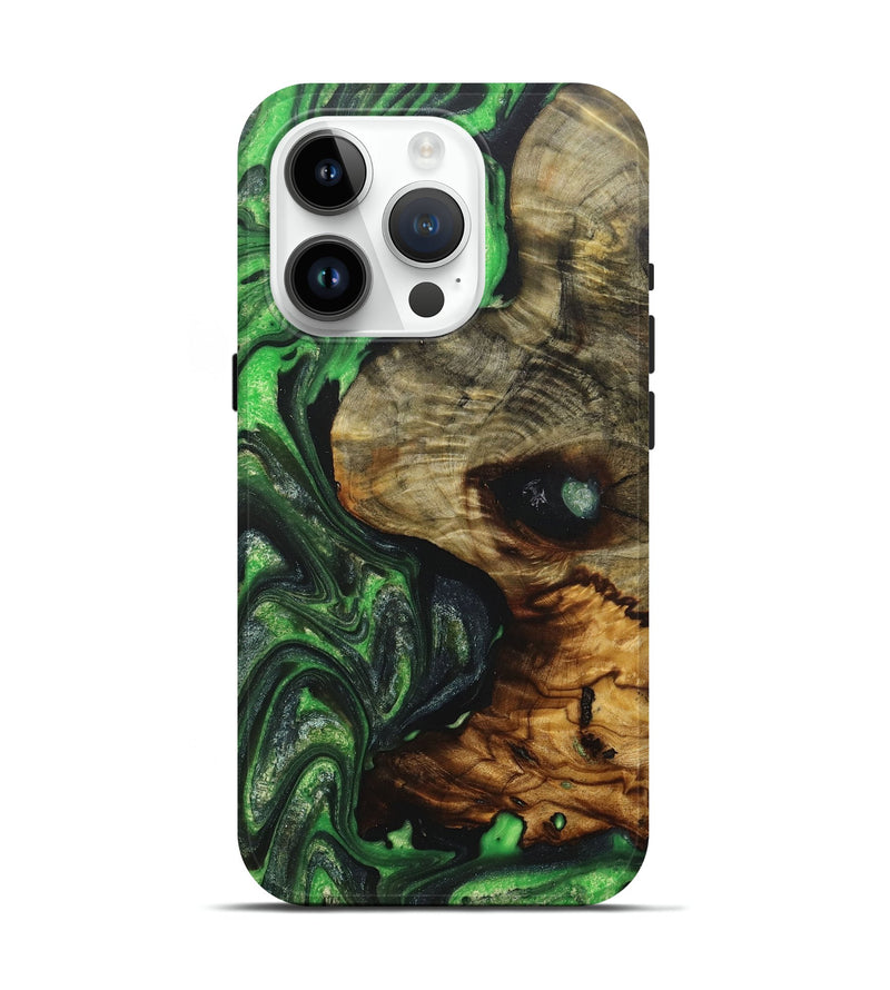iPhone 15 Pro Wood+Resin Live Edge Phone Case - Colt (Green, 718227)