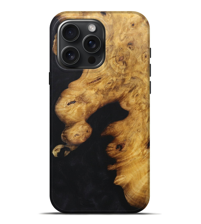 iPhone 16 Pro Max Wood+Resin Live Edge Phone Case - Amari (Pure Black, 718241)