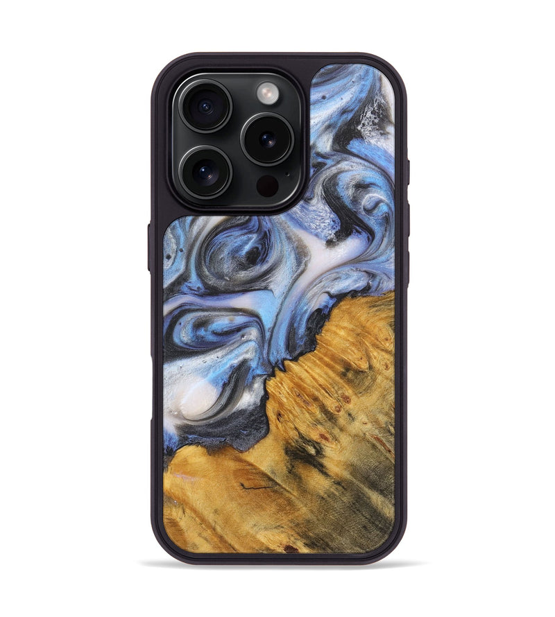 iPhone 16 Pro Wood+Resin Phone Case - Irma (Blue, 718500)